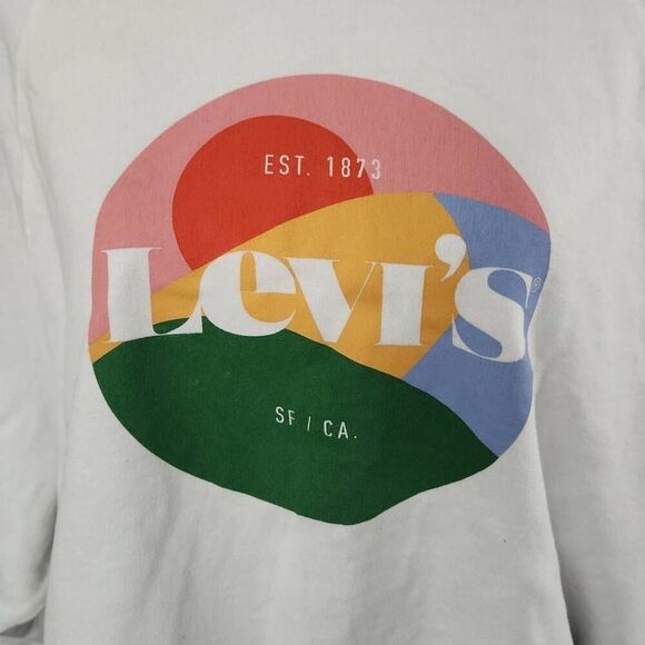 Levi's Women's Size XXL White Green Pink San Fran Logo Pullover Sweatshirt - Picture 3 of 7